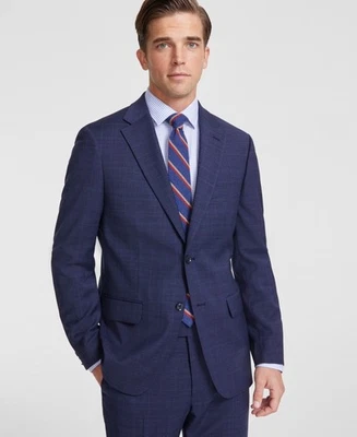 Tommy Hilfiger Para Hombres Traje Chaqueta Blazer 38 S Azul Marino A Cuadros Elástico Foto 1 de 4