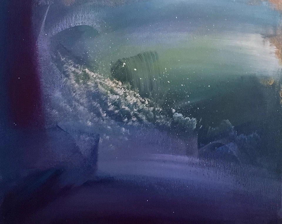 Pintura de paisaje místico surrealista original, acrílico sobre lienzo, 10x8 pulgadas Foto 1 de 1