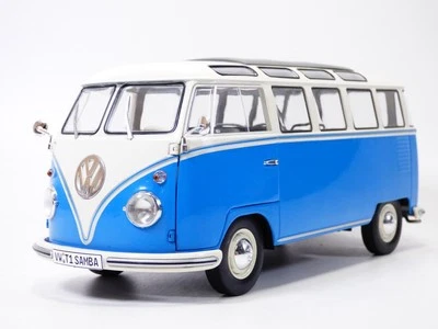 VOLKSWAGEN COMBI T1 SAMBA bleu & blanc 1/18 VW 1962 - Immagine 1 di 4