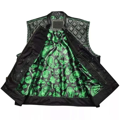 Men’s Black Leather Motorcycle Vest – Concealed Carry Biker Club Waistcoat - Image 1 of 4