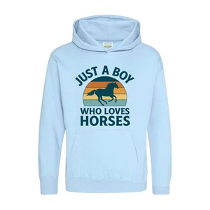 Just A Boy Who Loves Horses Hoodie T-Shirt - süßes Reitgeschenk für Kinder - Bild 1 von 9