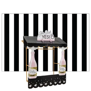 Fun Express Bachelorette Party Black & White Striped Backdrop & Tabletop Hut Dec - Picture 1 of 2