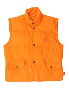 VINTAGE Mens Padded Gilet UK 38 Medium Orange Cotton BY08 - Picture 1 of 5