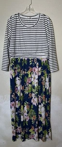 Bearsland Nursing Maternity XL Maxi Dress Floral Striped 3/4 Sleeves - Picture 1 of 6