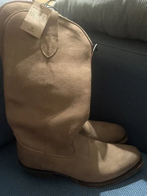 Ariat Womens Sz 8 Memphis Western Boot Burnt Taupe Suede  - Image 1 of 4