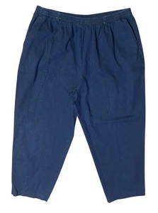 Alfred Dunner Elastic Waist Cropped Jeans Capris Womens Size 36x26 (18/20) Blue - Picture 1 of 3