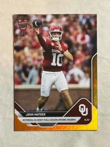 2025 Bowman U Now Historical OU Debut Orange Foil John Mateer /25 #2 Oklahoma - Picture 1 of 2