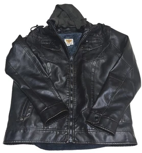 Chaqueta coleccionable Ameri Mode marrón de cuero PU grande EE. UU. con Rem. Capucha y forro Wm - Imagen 1 de 18