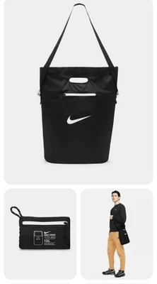 Nike Stash Bolso de Mano Deportes Viaje Embalable Almacenamiento Negro Blanco DD1357 010 USADO EN EXCELENTE ESTADO Foto 1 de 4