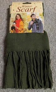 Winter Scarf Super Soft & Luxurious 13” X 72” Green 100% Polyester Unisex  25 - Picture 1 of 4