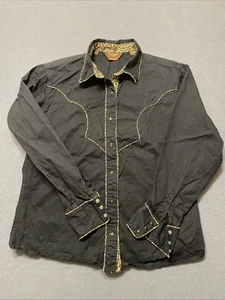Vintage Walls Cowgirl Ranch Wear Western Pearl Snap Shirt Leopard Print LG�� - Bild 1 von 8