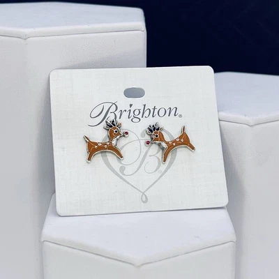 Brighton Earrings Reindeer Post Red Nose Enamel Holiday Rudolph Christmas NWT - Image 1 of 4