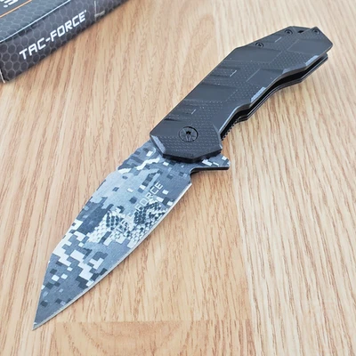 Tac Force Assisted Folding Knife 3¼" Stainless Steel Blade Black Aluminum Handle - Image 1 of 4