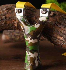 Camo Slingbow Hunting Slingshot Catapult Archery Flat Rubber Band Shooting Bow - Picture 1 of 6