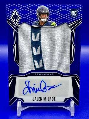 2025 Panini Phoenix Jalen Milroe #RPS-JME Blue Prizm Rookie Patch AUTO /49 RPA - Image 1 of 2