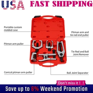 6PCS Front End Service Tool Kit Set Ball Joint Tie Rod Pitman Arm Puller NEW - Picture 1 of 12