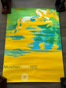 Vintage1972 Munich München Summer Olympics Equestrian Sports Screen Print Poster - Picture 1 of 6