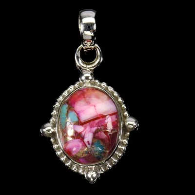 Colgante de plata de ley 925 ovalado Kingman turquesa 11x9 mm joyas de piedras preciosas Foto 1 de 4