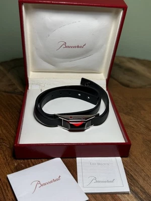 BRAZALETE BACCARAT ROJO CRISTAL CUERO CABLE DOBLE ENVOLTURA Y S.S.925 / 6.5-7.5” Foto 1 de 4