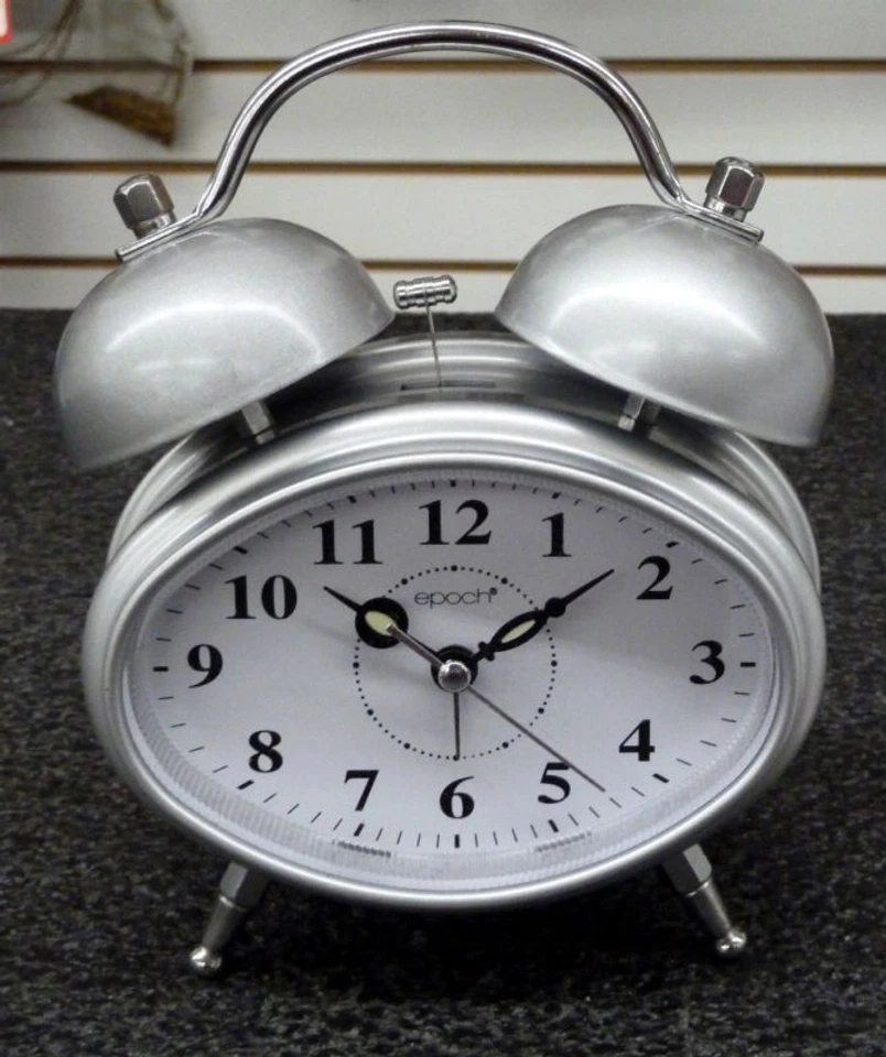 ALARM CLOCK- DOUBLE BELL BATTERY OPERATED CHROME FINISH - Image 1 of 4