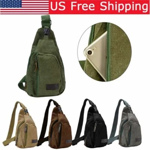 Men's Canvas Cross Body Bag Messenger Shoulder Book Bags School Satchel Vintage - Picture 1 of 17