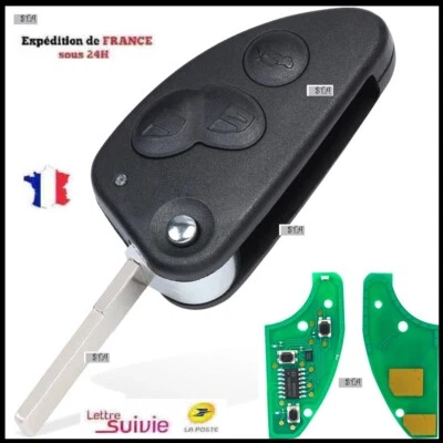 CLÉ TELECOMMANDE 433Mhz/434Mhz ID48 3 BOUTONS POUR ALFA ROMEO 147 156 166 GT