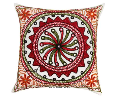 16" Ethnic Indian Kutch Rabari Embroidered Sofa/Couch/Cushion/Pillow Cover  - Image 1 of 4