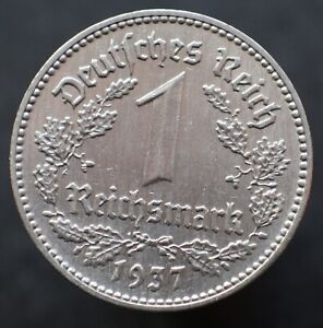 1 Reichsmark 1937 F - Germany Third Reich KM# 78 coin - "#592"