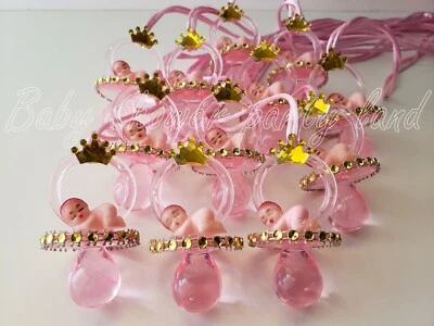 12 Princess Pacifier Necklace Baby Shower Favor Prize Game Girl Decor Recuerdos - Image 1 of 4