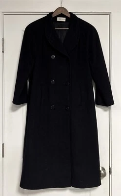Abrigo largo largo de doble botonadura Charles Klein para mujer de mezcla de lana negro Foto 1 de 4