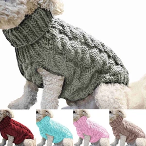 Winter Knitted Puppy Dog Jumper Sweater Pet Clothes For Small Dogs Cat Coat S-XL - Picture 1 of 19
