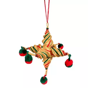Skandinavisch Schwedisch Stroh Ornament Stern Weihnachten Mexikanisch Piñata Pom Rot Grün - Bild 1 von 7
