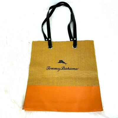 Tommy Bahama Bolso de Mano Paja Arpillera Otoño Otoño Colores Doble Asas Spellout Foto 1 de 4