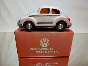 JAPAN TIN TOYS BLECH VW VOLKSWAGEN BEETLE - PINK RARE - FRICTION - GOOD IN BOX - Foto 1 di 6