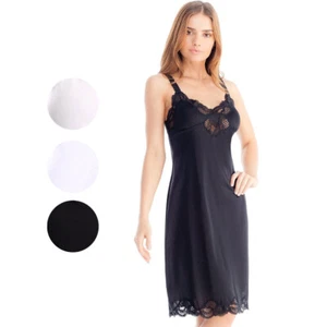 Women's Nylon Full Slip /w Adjustable Straps & Lace Trim #2012 3 Colors - Picture 1 of 10