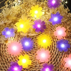 Floral Flower Fairy Lights 20 LED 6.5ft USB Plug in or Battery Powered for In... - Picture 1 of 6