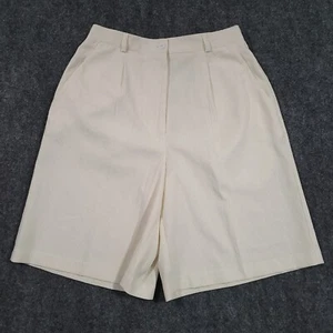 Talbots Pleated High Rise Trouser Style Shorts Womens 6 Yellow Seersucker USA - Picture 1 of 9