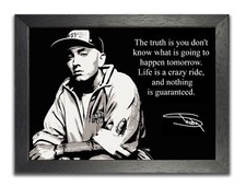 Eminem Inspirational Copy Autograph #1 Black White Quote Poster Crazy Life Photo