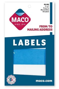 MACO from/to Mailing Labels, 3 x 4 Inches, 60 Per Box, Blue and White (OS-280) - Picture 1 of 1