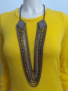 CHICO'S women necklace metal, NWOT pewter 21" with a 3 1/2 length chain to add.. - Picture 1 of 6