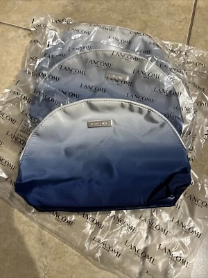 Lote de 3 nuevas bolsas de maquillaje cosmético Lancome con cremallera para viaje - degradado azul profundo Foto 1 de 4