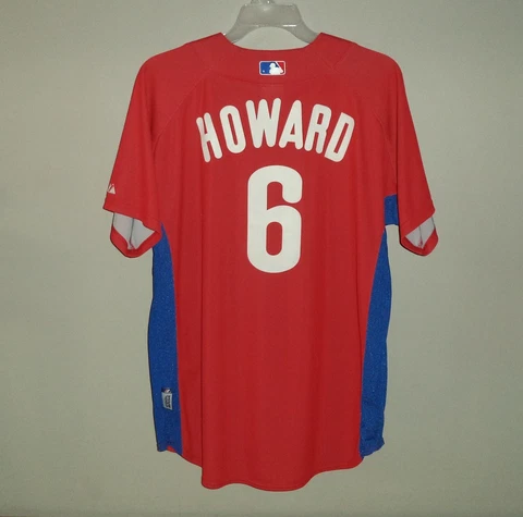 Ryan Howard Majestic Philadelphia Phillies #6 Red Pullover BP Jersey Adult Large Cover