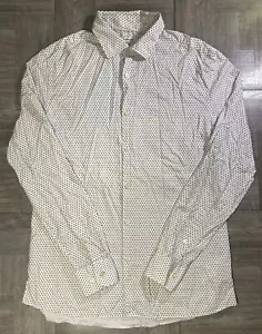 J.LINDEBERG Mens Slim Fit Button Shirt Long Sleeve White Geometric Print - Large - Picture 1 of 8