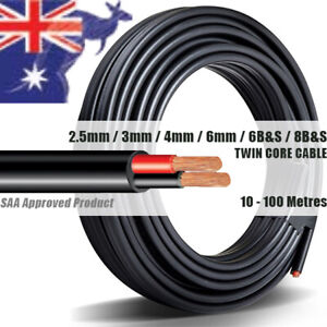 TWIN CORE WIRE 2.5mm 3mm 4mm 6mm 6BS 8BS 6B&S 8B&S AUTOMOTIVE BATTERY CABLE