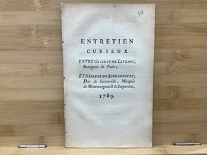 1789 Entretien Curieux Guillaume LeFranc & Hercule De Sottancourt Rare Pamphlet - Picture 1 of 7