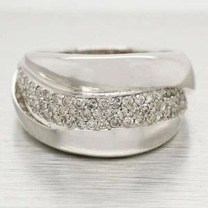 Sonia Bitton 1ctw Diamond Cluster Wave Band Ring | 14k White Gold - Picture 1 of 7