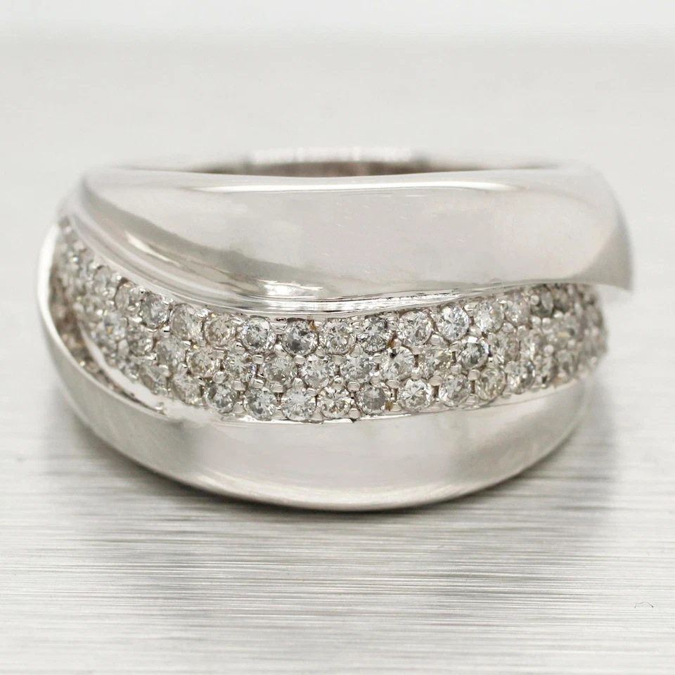 Sonia Bitton 1ctw Diamond Cluster Wave Band Ring | 14k White Gold - Image 1 of 4