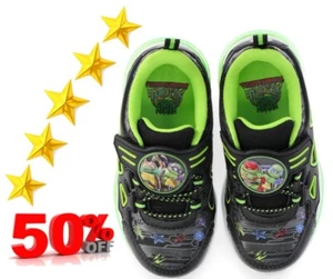 Teenage Mutant Ninja Turtles Toddler Boy Size 9 Light Up Shoes TMNT Black/Green - Picture 1 of 19
