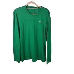 Icebreaker 100% Merino wool green long sleeve baselayer shirt mens medium