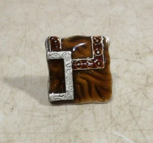 Vintage 1970s Square Fashion Jewelry Hippie Ring Adjustable Size Funky Cool - Picture 1 of 5
